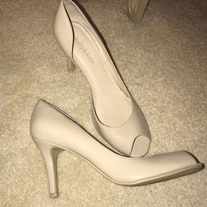 Nude peep toe heels